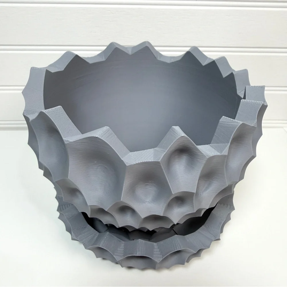 Bane Planter, Indoor Flower Pot, Tabletop Planter, Sculpted Geometric Pattern